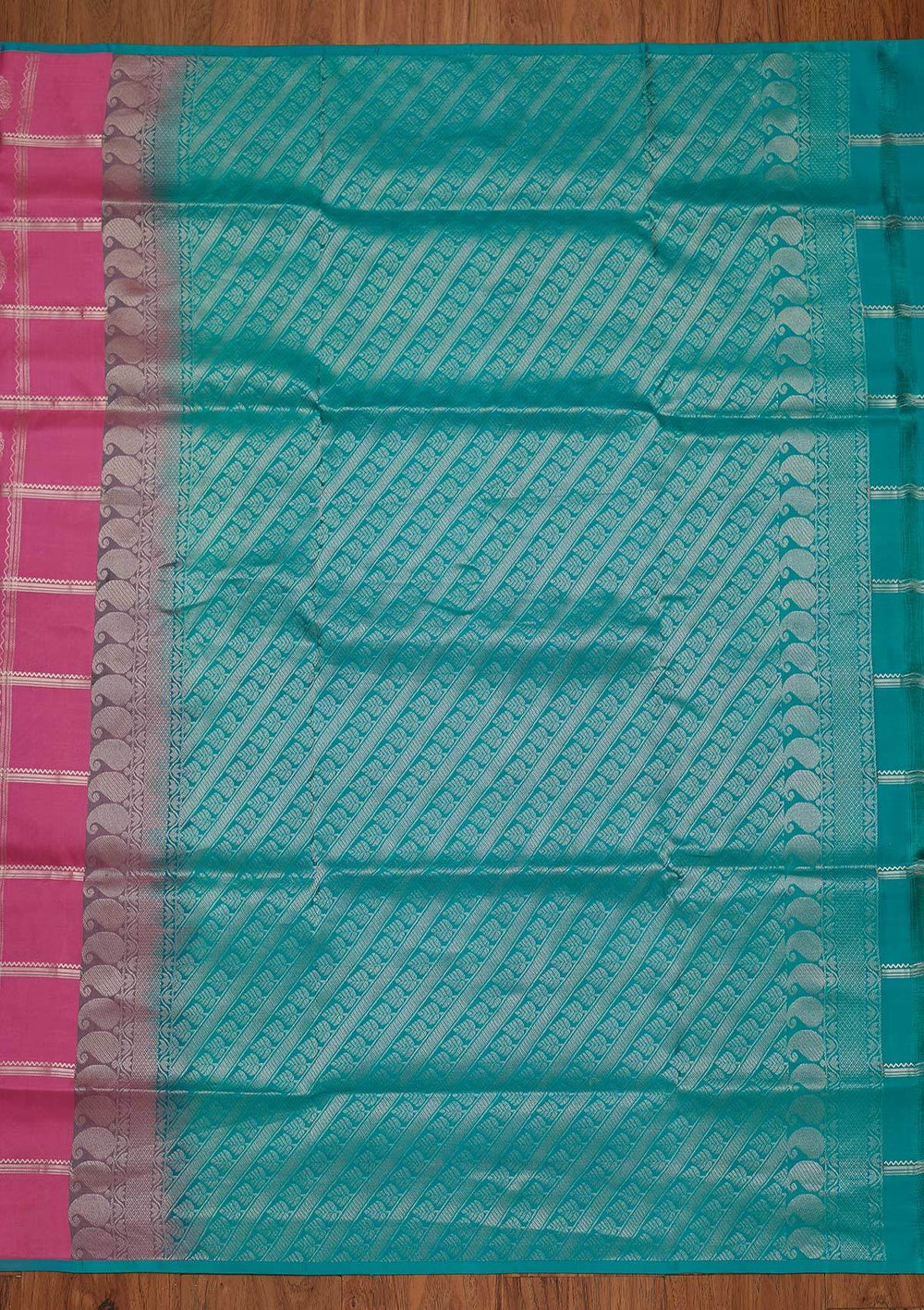 Baby Pink Zariwork Pure Silk Designer Saree - koskii