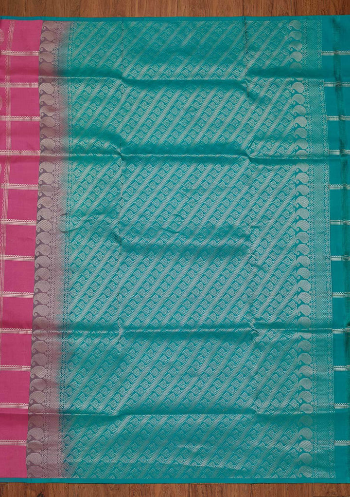 Baby Pink Zariwork Pure Silk Designer Saree - koskii