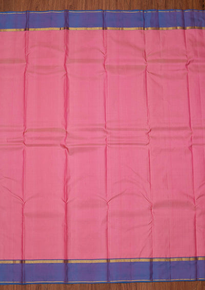 Baby Pink Zariwork Pure Silk Designer Unstitched Saree - Koskii