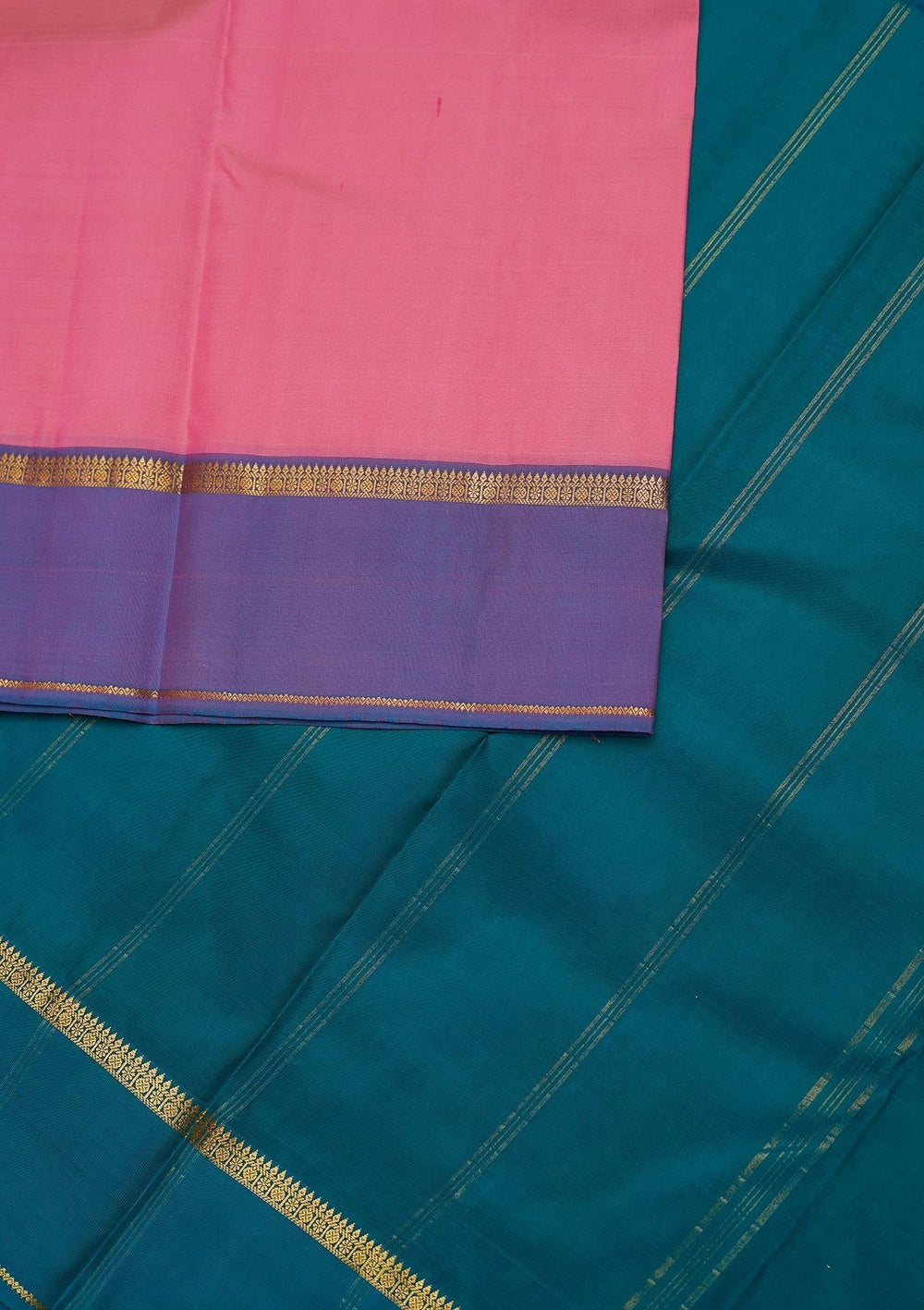 Baby Pink Zariwork Pure Silk Designer Unstitched Saree - Koskii