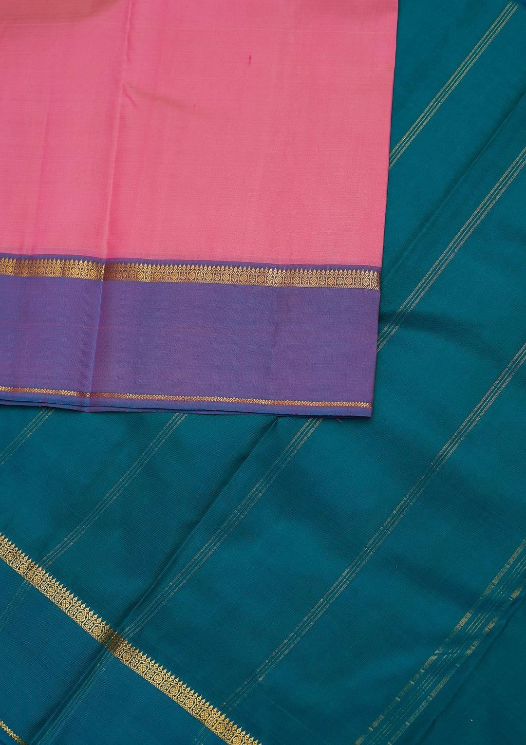Baby Pink Zariwork Pure Silk Designer Unstitched Saree - Koskii