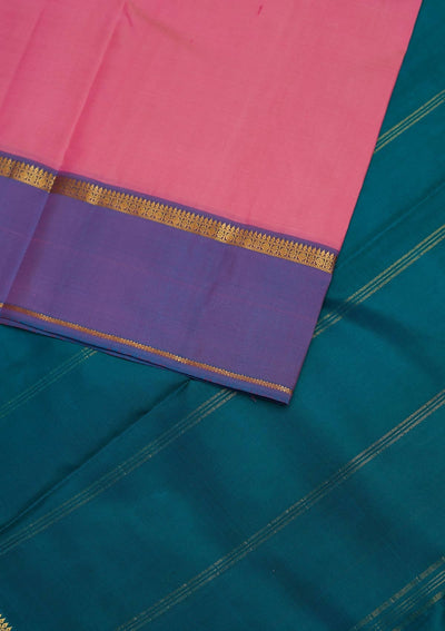 Baby Pink Zariwork Pure Silk Designer Unstitched Saree - Koskii