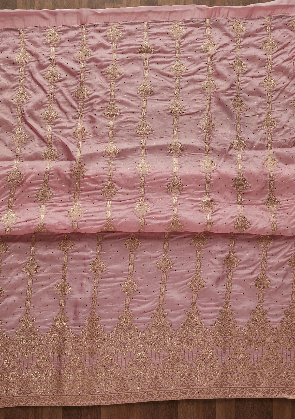 Baby Pink Zariwork Semi Crepe Designer Unstitched Salwar Suit - Koskii