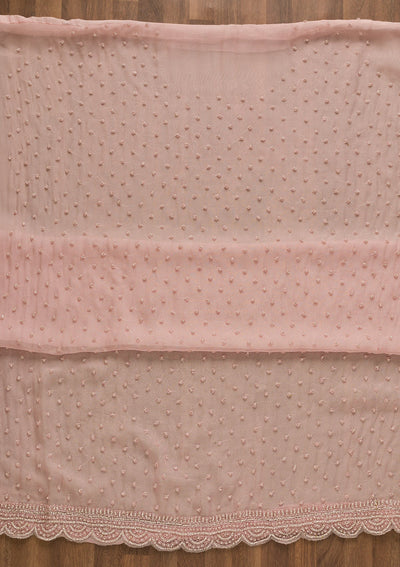 Baby Pink Pearlwork Organza Unstitched Salwar Kameez-Koskii