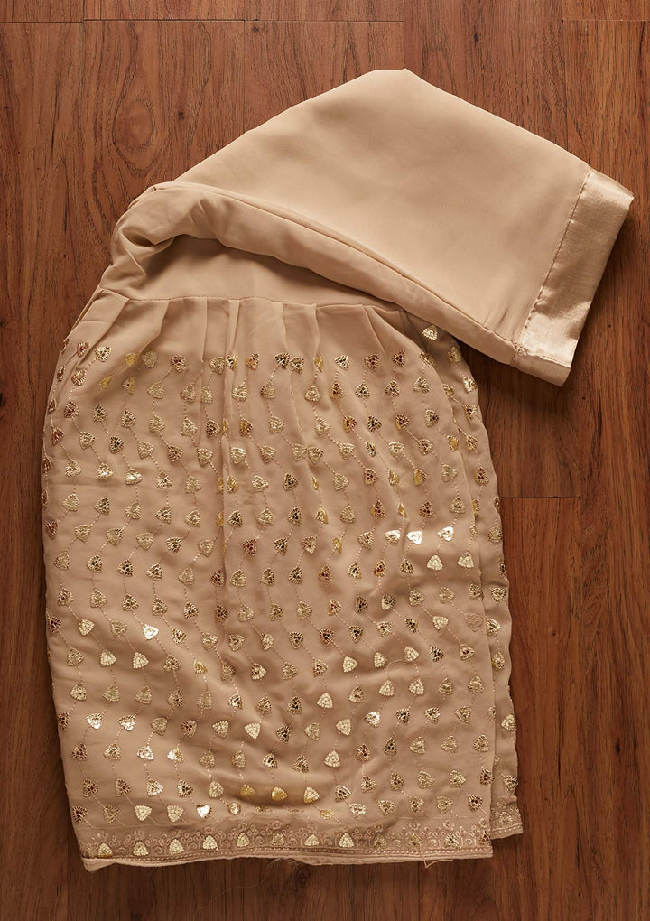 Beige Gotapatti Georgette Designer Unstitched Salwar Suit - koskii