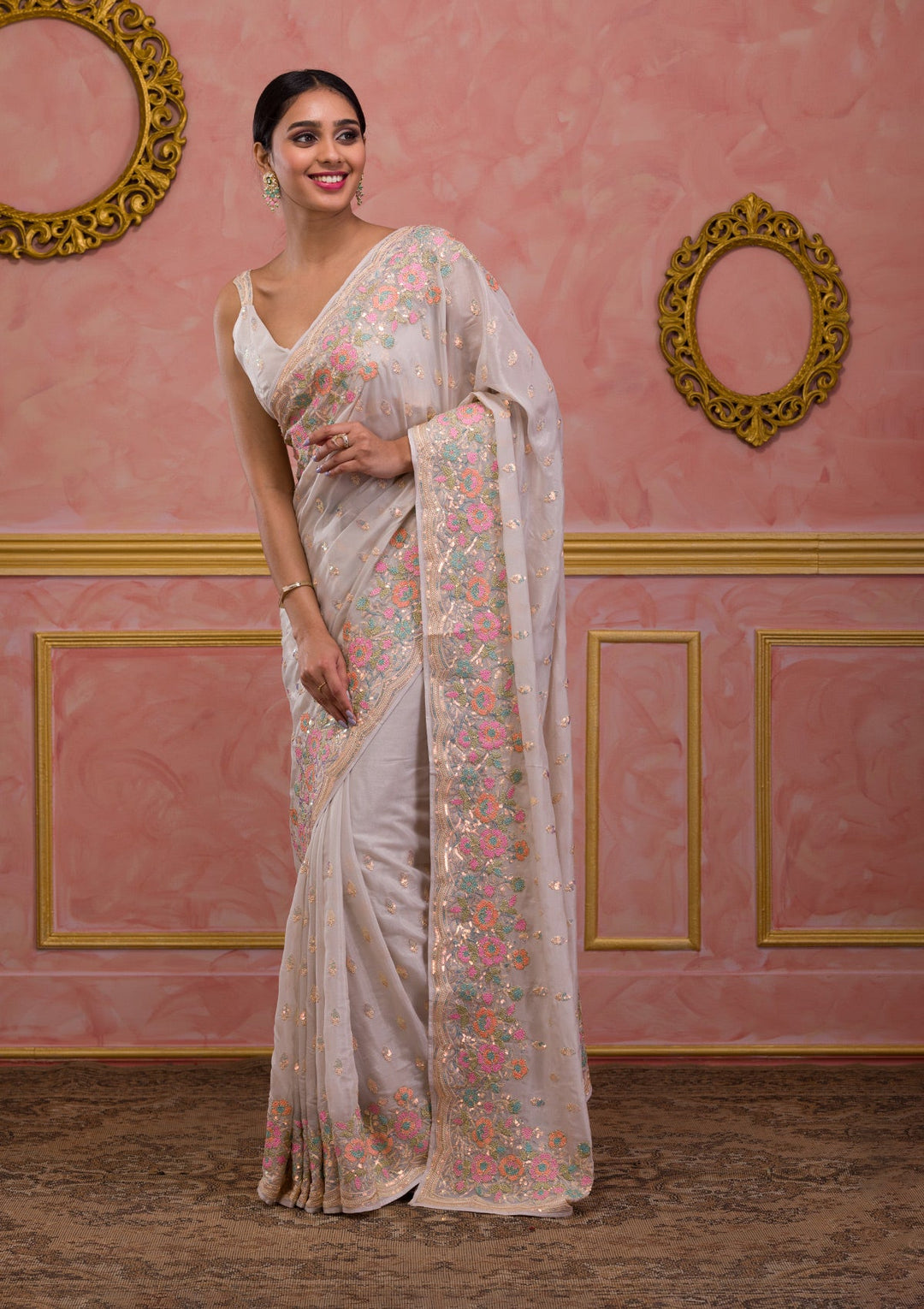 Yellow Bandhani Satin Designer Saree-Koskii