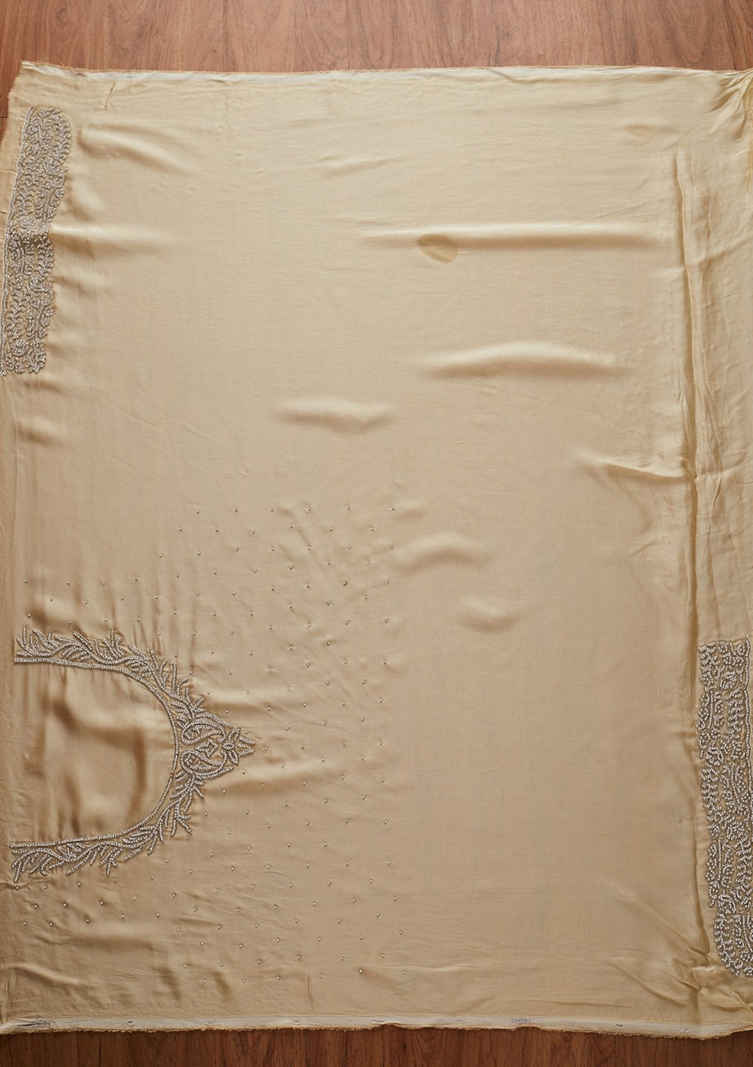 Beige Stonework Satin Designer Saree - koskii