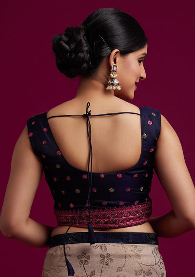 Beige Swarovski Shimmer Designer Saree - koskii