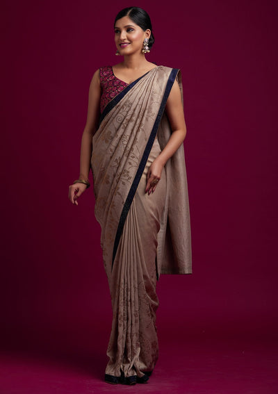 Beige Swarovski Shimmer Designer Saree - koskii