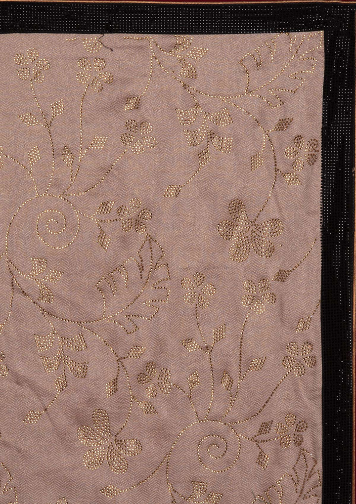 Beige Swarovski Shimmer Designer Saree - koskii