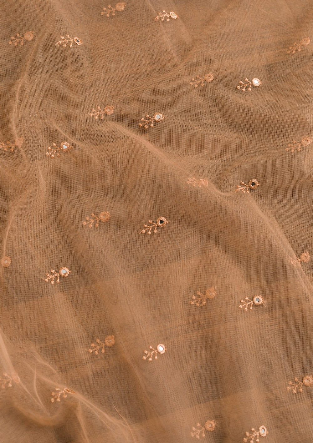 Beige Threadwork Net Dupatta-Koskii