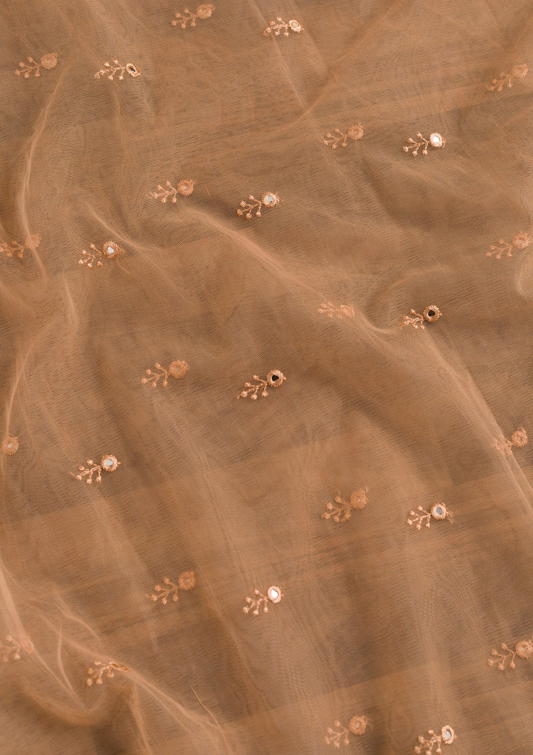 Beige Threadwork Net Dupatta-Koskii
