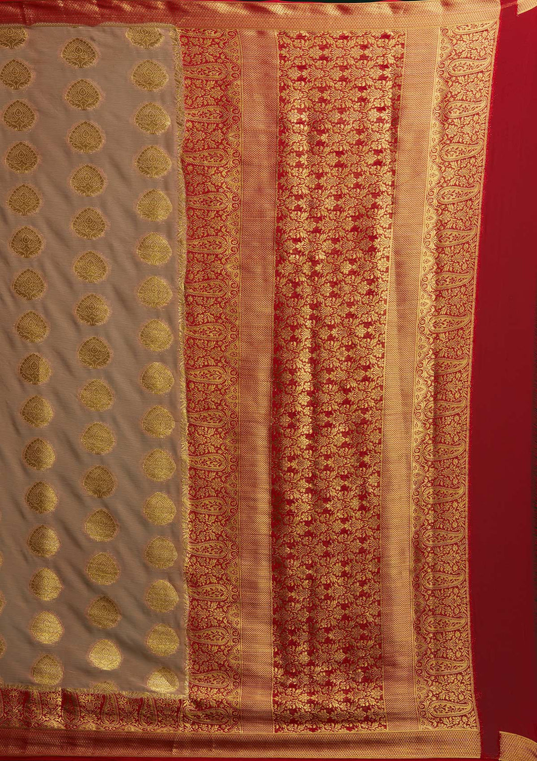 Beige Zariwork Art Silk Saree-Koskii