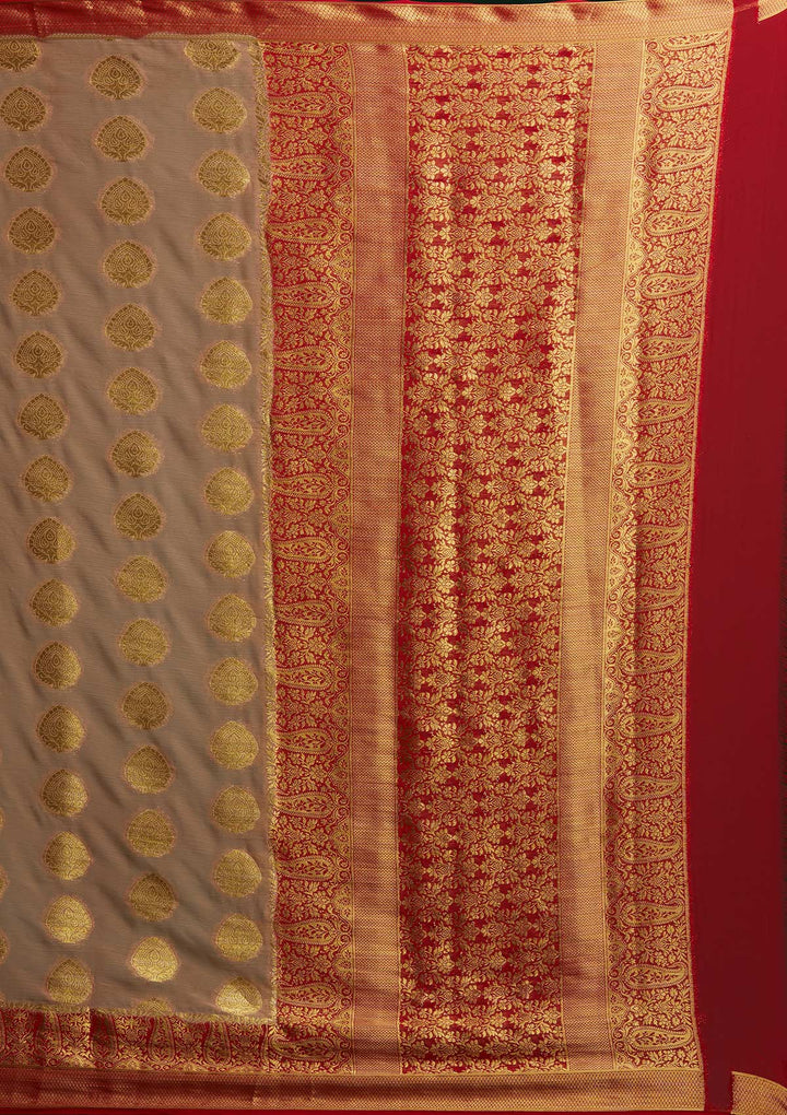 Beige Zariwork Art Silk Saree-Koskii