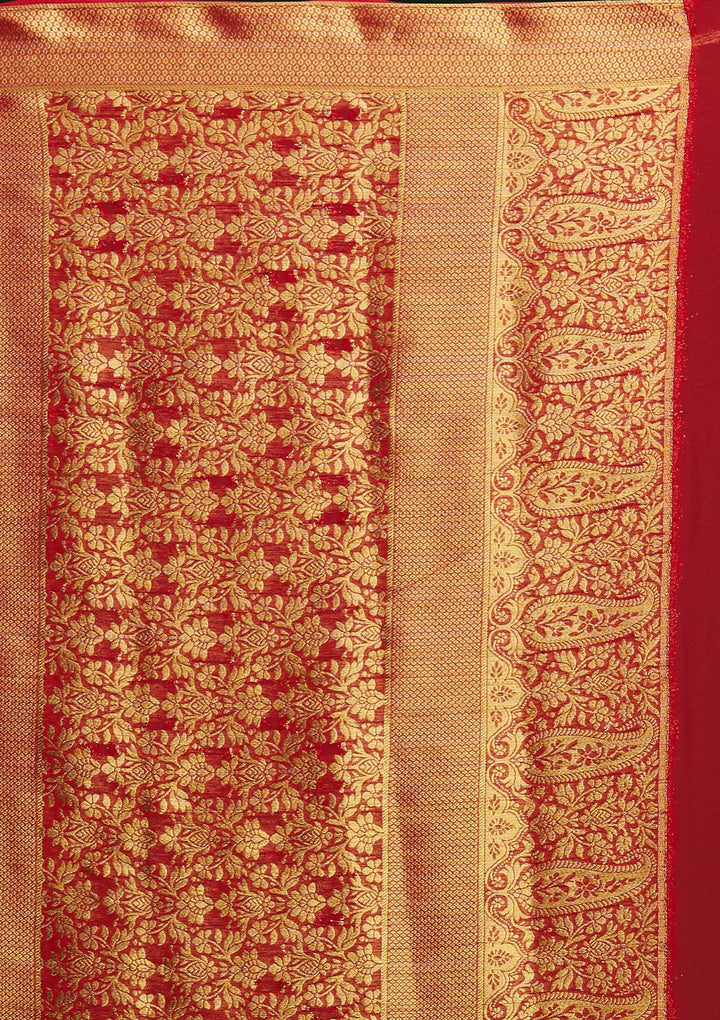 Beige Zariwork Art Silk Saree-Koskii