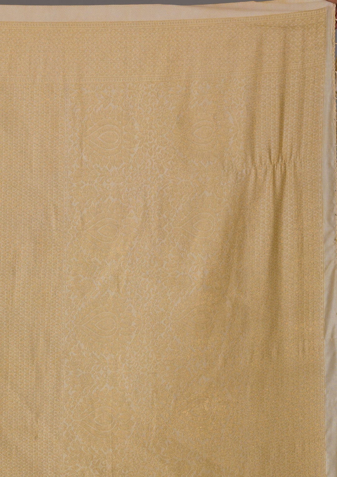 Beige Zariwork Art Silk Saree-Koskii