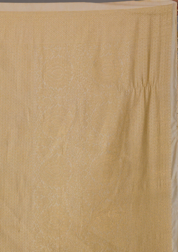 Beige Zariwork Art Silk Saree-Koskii
