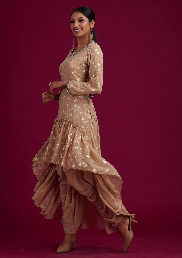Beige Zariwork Georgette Designer Salwar-Suit - koskii