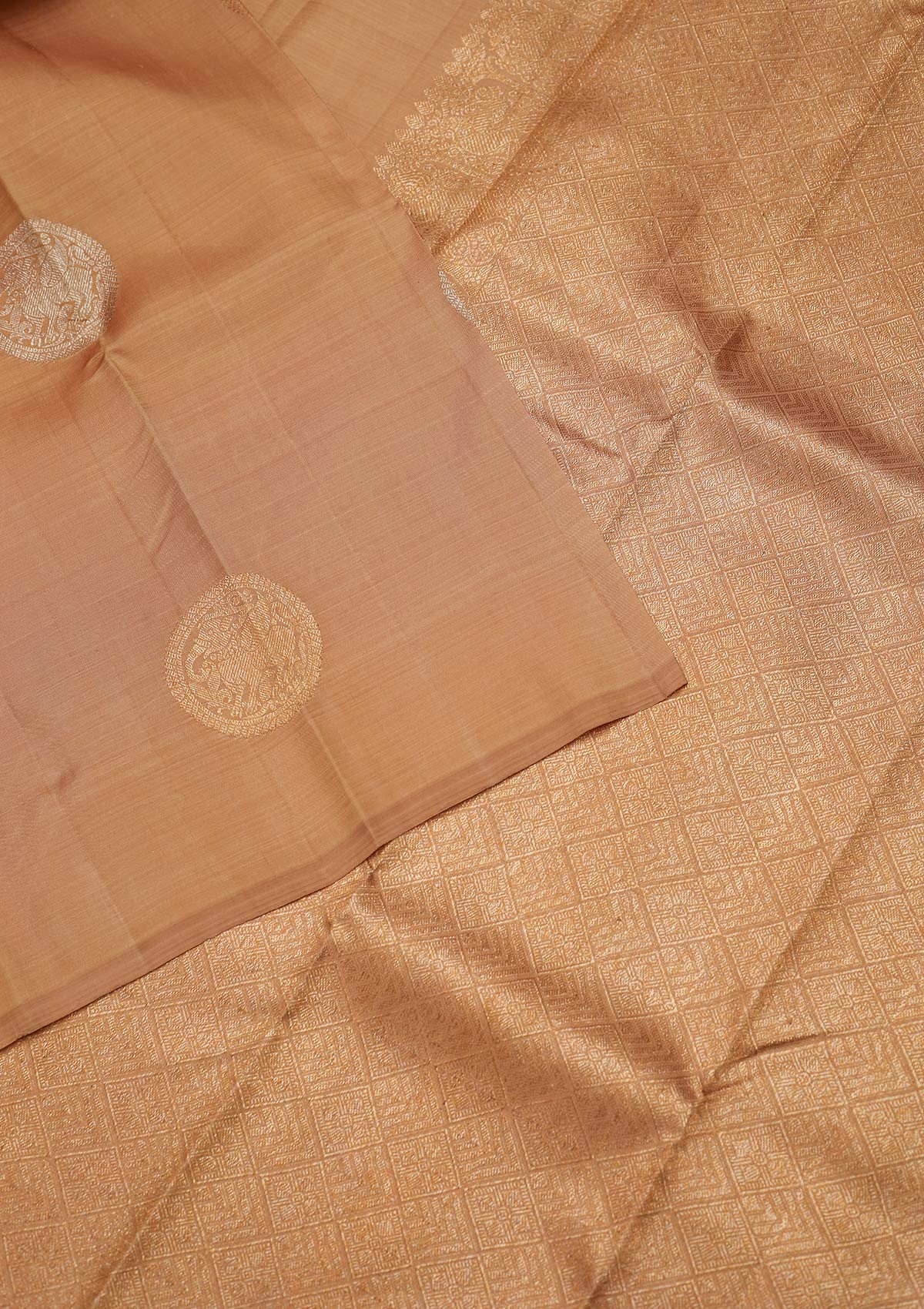 Beige Zariwork Pure Silk Designer Saree - koskii