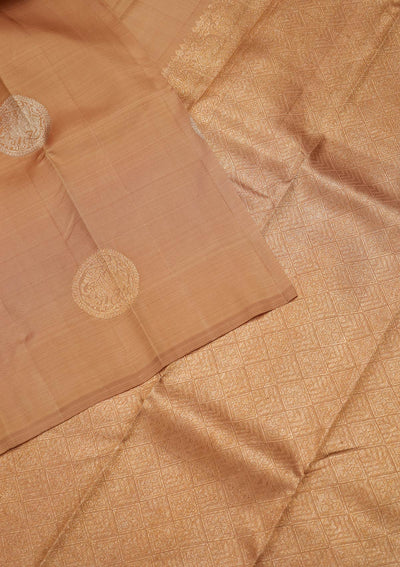 Beige Zariwork Pure Silk Designer Saree - koskii