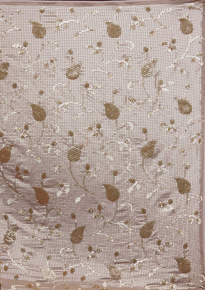 Beige Zariwork Semi Crepe Saree-Koskii