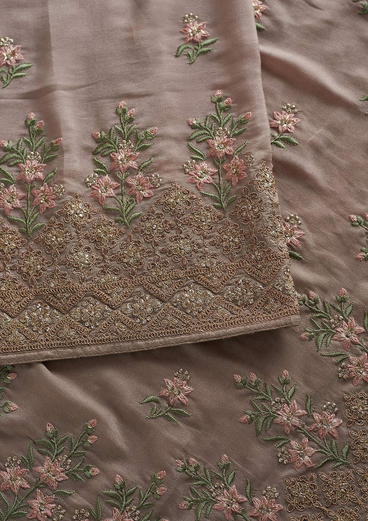 Beige Zariwork Shimmer Designer Saree - koskii