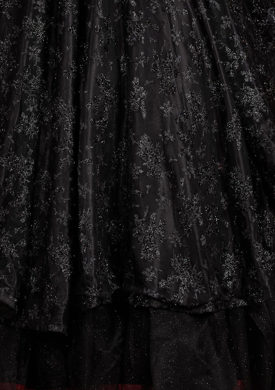 Black Glitter Net Designer Gown - Koskii