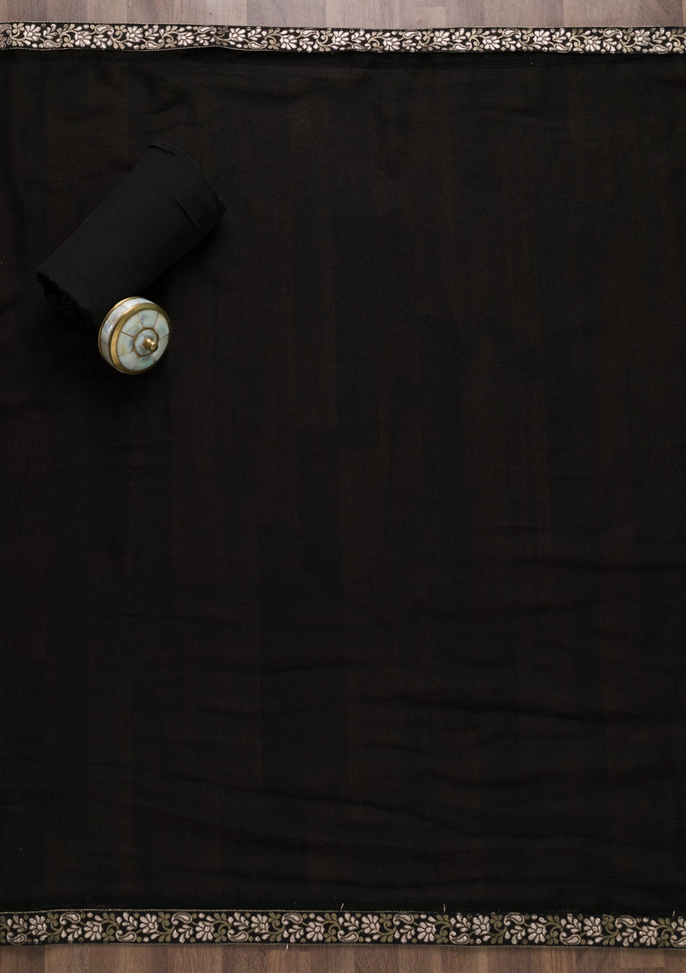 Black Sequins Georgette Unstitched Salwar Suit-Koskii