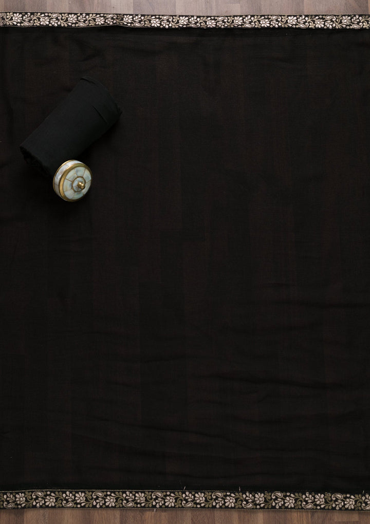 Black Sequins Georgette Unstitched Salwar Suit-Koskii