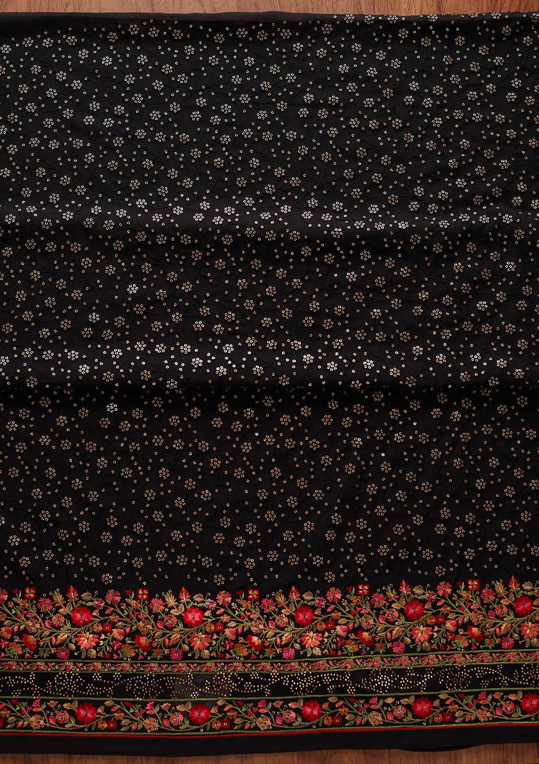 Black Sequins Georgette Designer Unstitched Salwar Suit - koskii