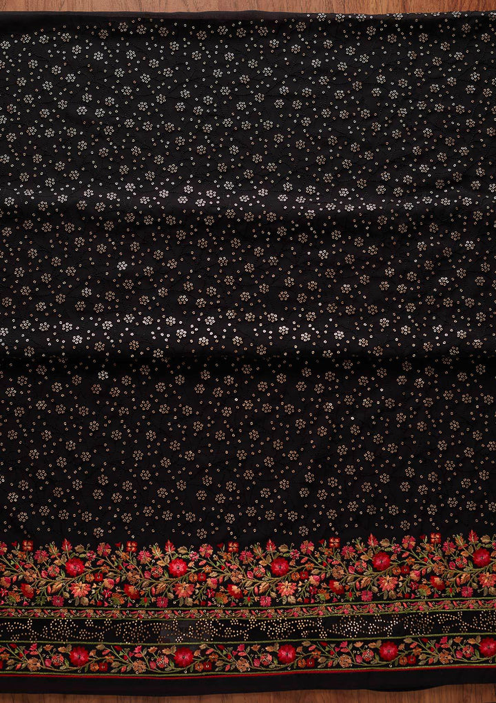 Black Sequins Georgette Designer Unstitched Salwar Suit - koskii