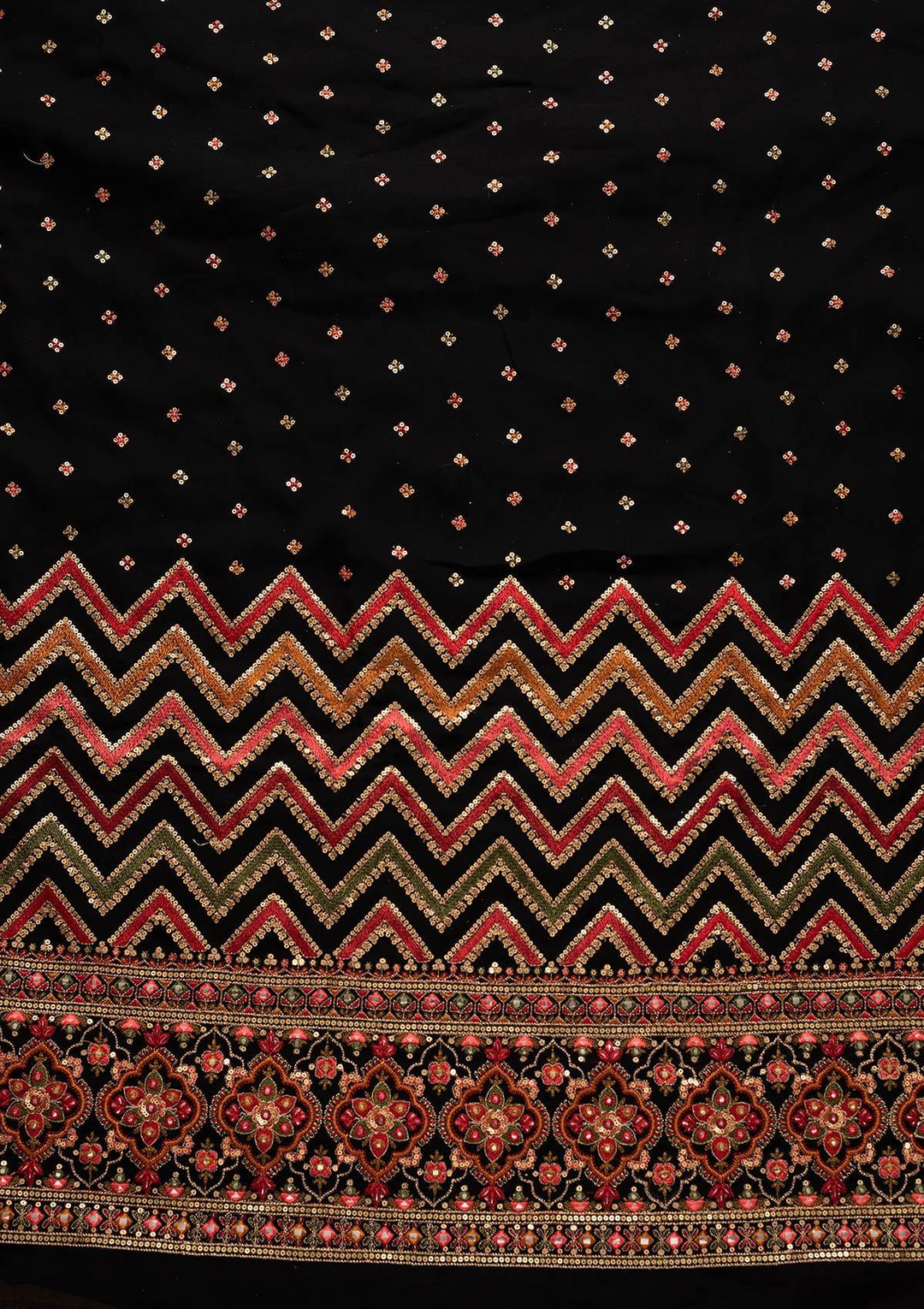 Black Sequins Georgette Designer Unstitched Salwar Suit - koskii