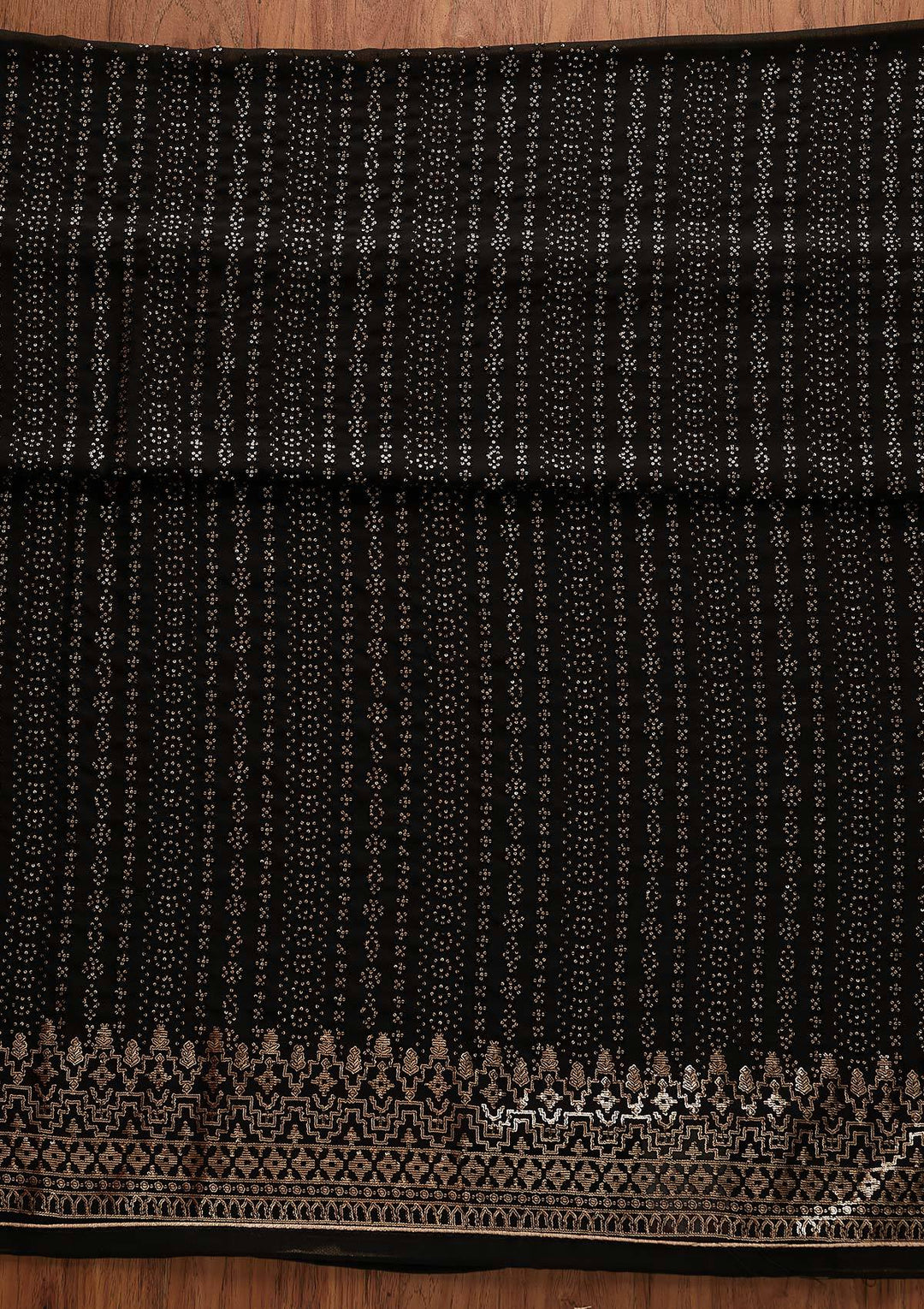 Black Sequins Georgette Designer Unstitched Salwar Suit - Koskii