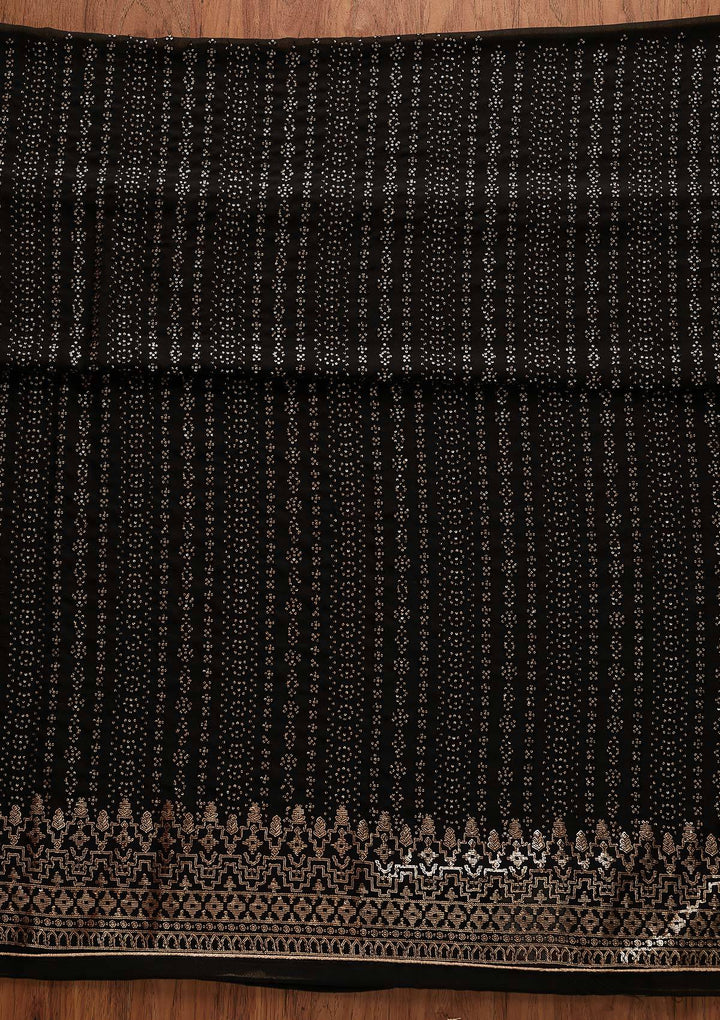 Black Sequins Georgette Designer Unstitched Salwar Suit - Koskii
