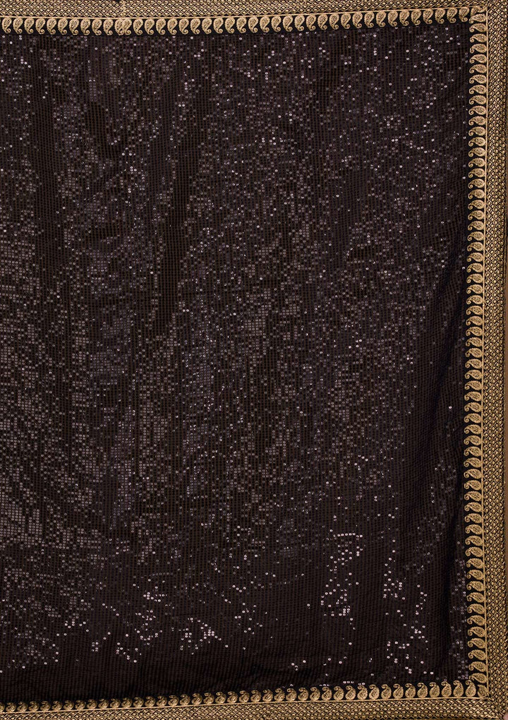 Black Sequins Georgette Saree-Koskii