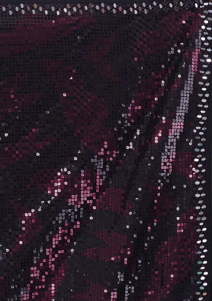 Black Sequins Georgette Saree-Koskii