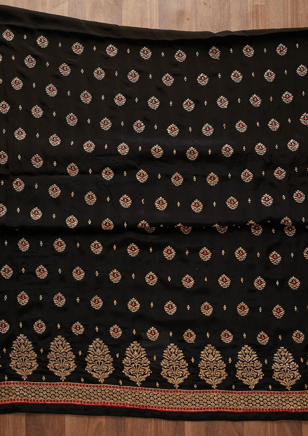 Black Stonework Georgette Designer Unstitched Salwar Suit - Koskii