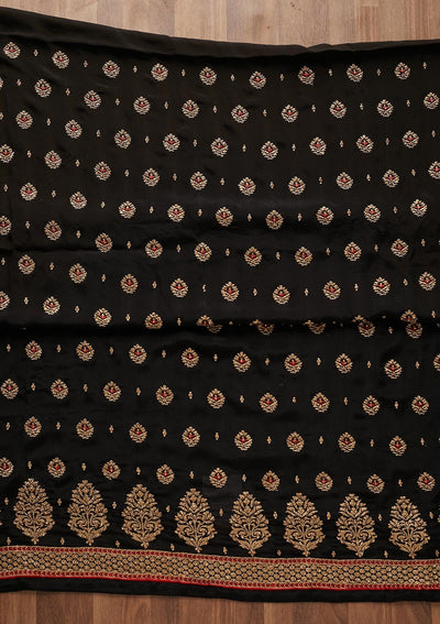 Black Stonework Georgette Designer Unstitched Salwar Suit - Koskii