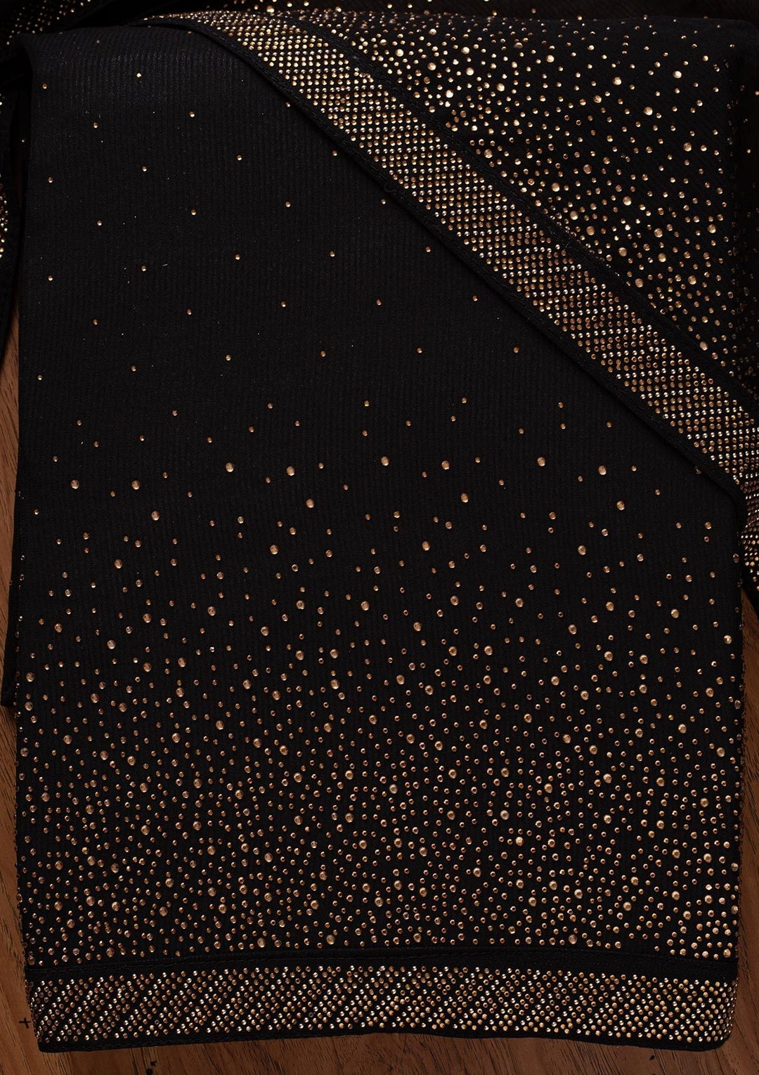 Black Swarovski Georgette Designer Unstitched Salwar Suit - koskii