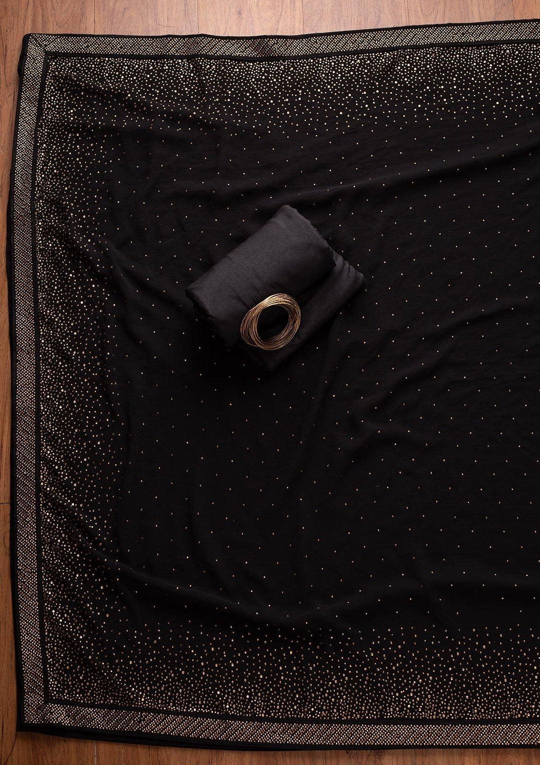 Black Swarovski Georgette Designer Unstitched Salwar Suit - koskii