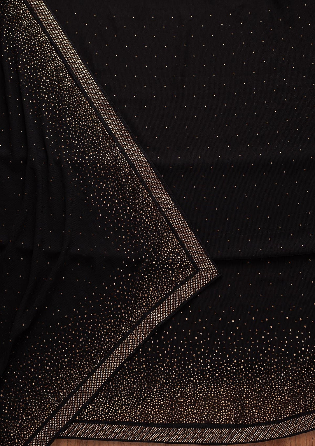 Black Swarovski Georgette Designer Unstitched Salwar Suit - koskii