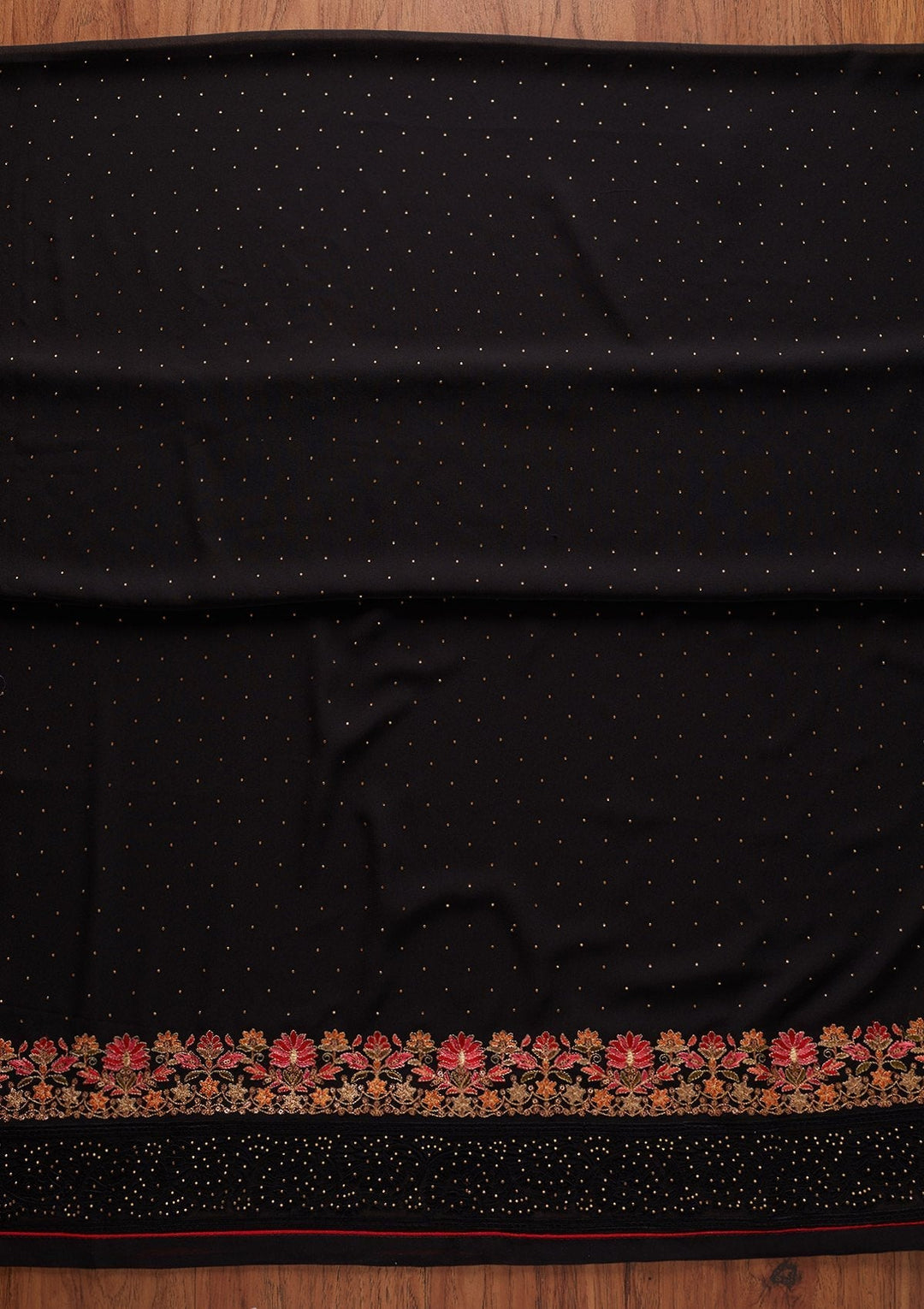 Black Swarovski Georgette Designer Unstitched Salwar Suit - koskii