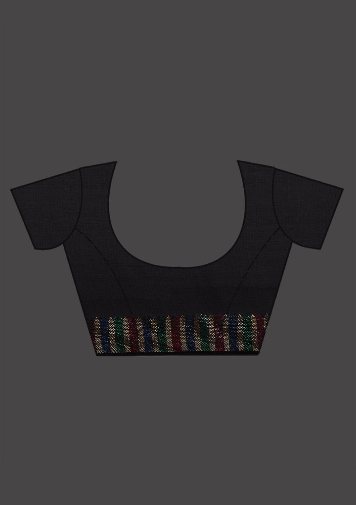 Black Swarovski Satin Saree-Koskii