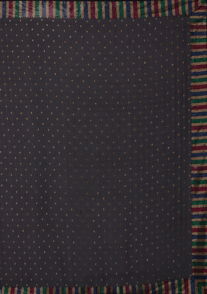 Black Swarovski Satin Saree-Koskii