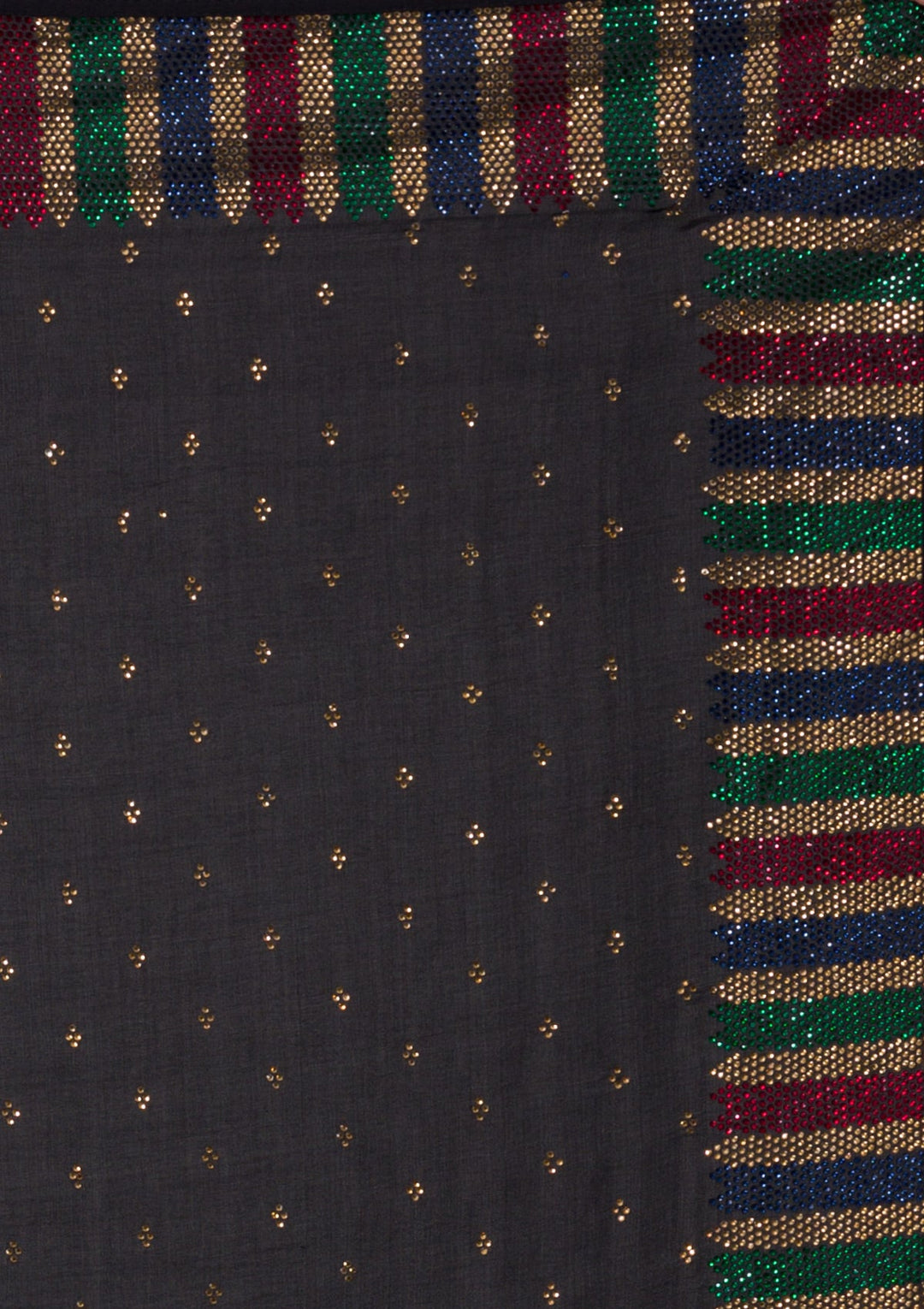 Black Swarovski Satin Saree-Koskii