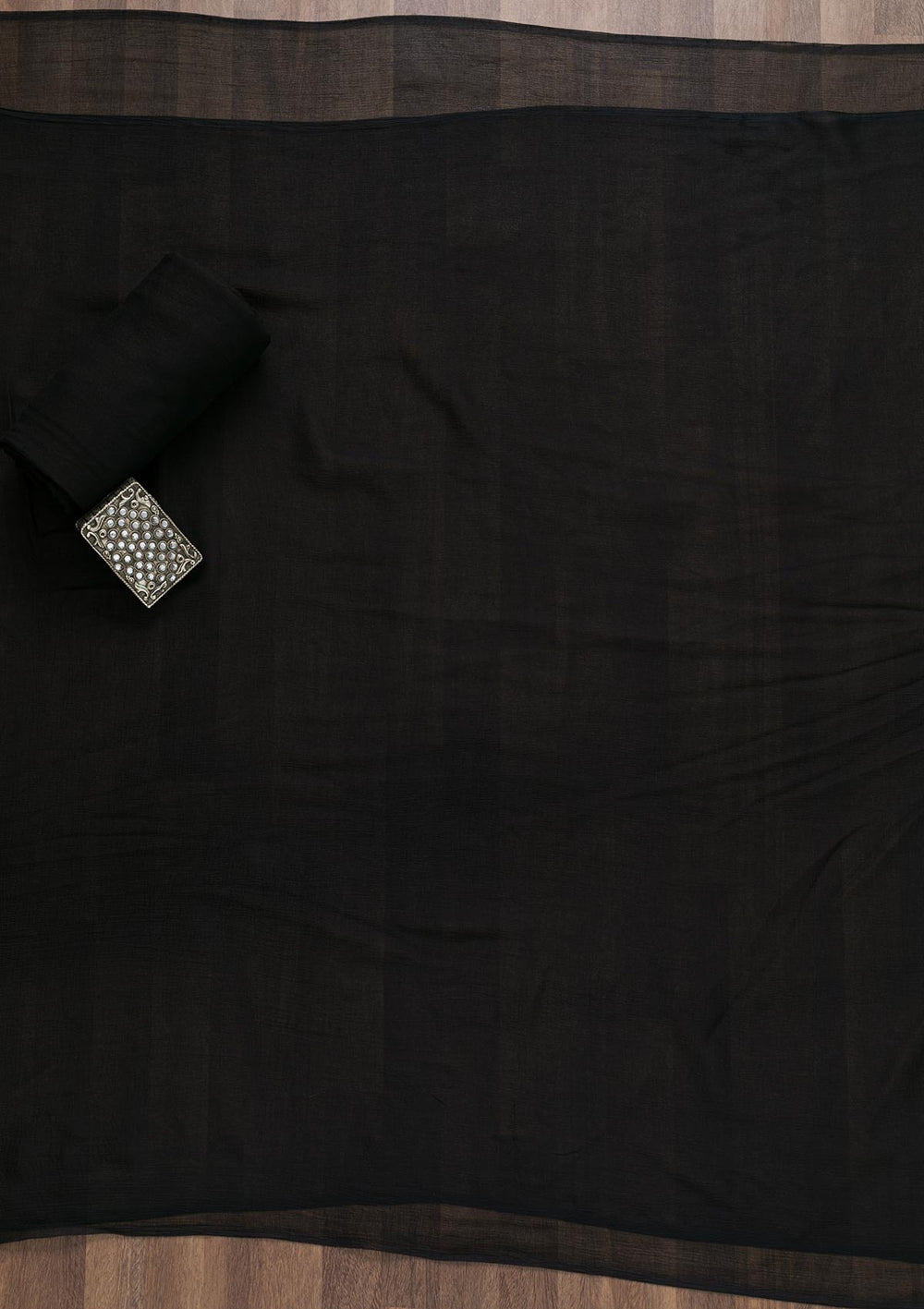 Black Semi Crepe Swarovski Unstitched Salwar Suit-koskii