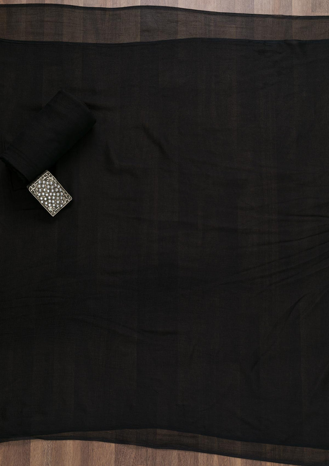 Black Semi Crepe Swarovski Unstitched Salwar Suit-koskii