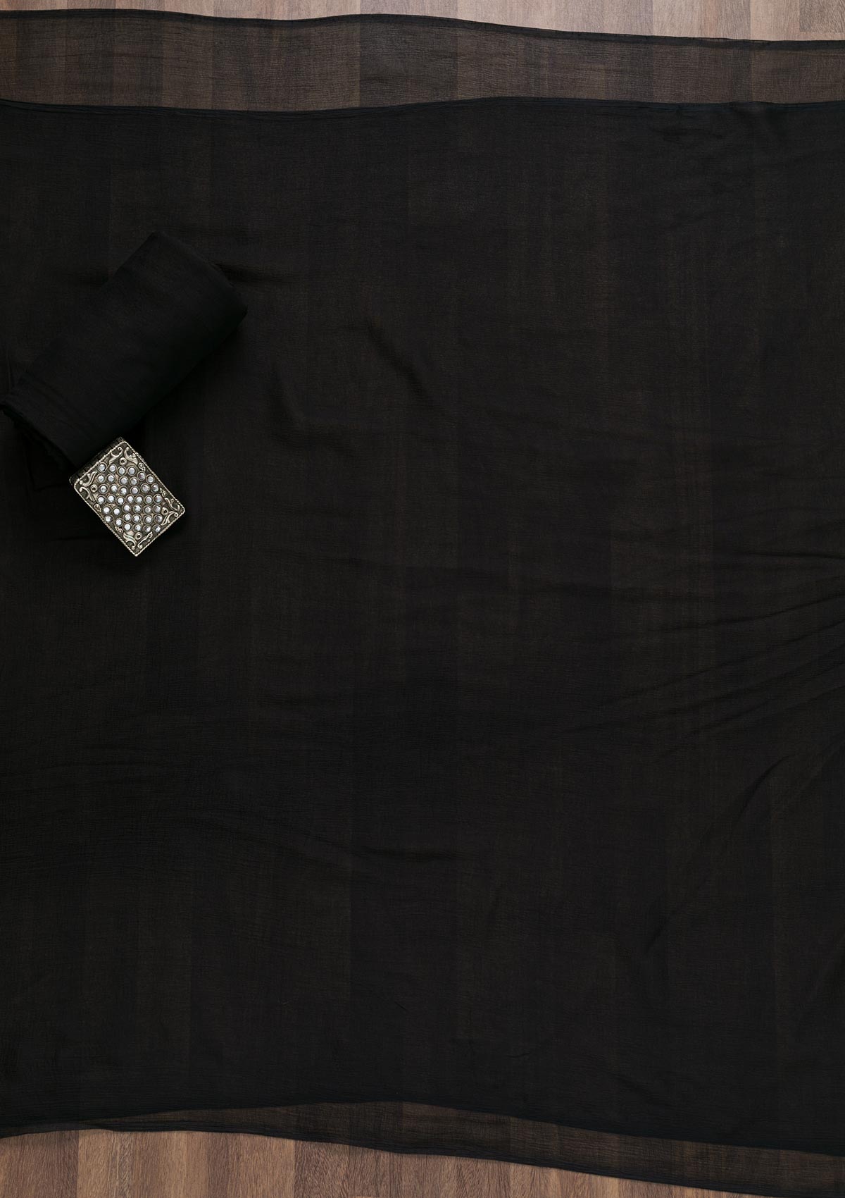Black Semi Crepe Swarovski Unstitched Salwar Suit-koskii