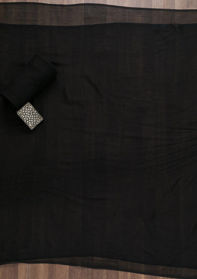 Black Semi Crepe Swarovski Unstitched Salwar Suit-koskii