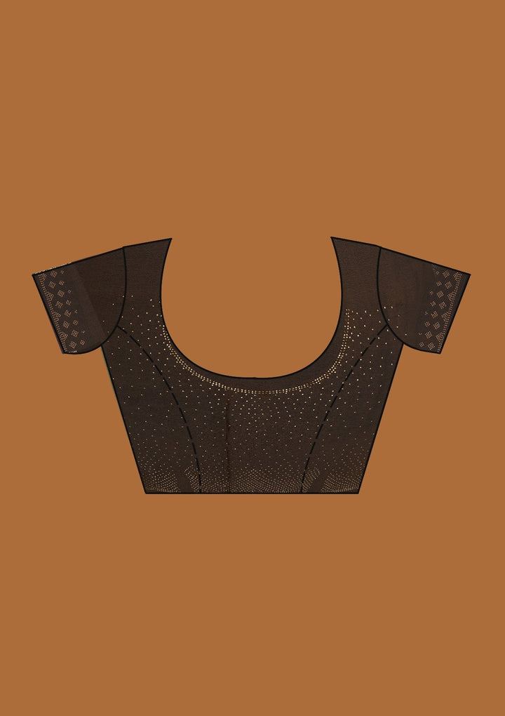 Black Swarovski Semi Crepe Designer Saree - Koskii